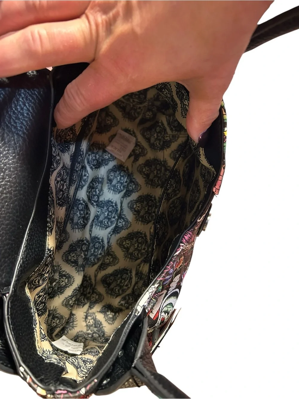 NWT Ed Hardy Small Satchel Handbag Black/Multi